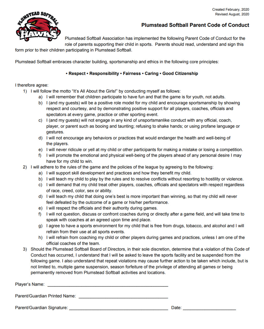 Parent Code of Conduct Parent Code of Conduct